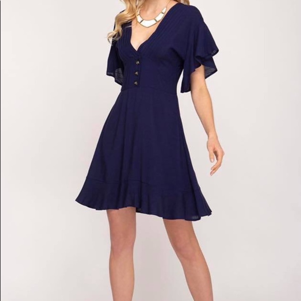 Flutter Sleeve Woven Dress